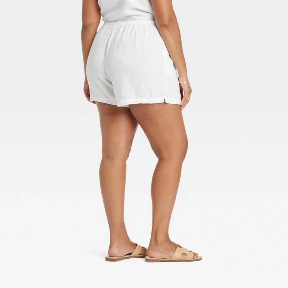 A New Day Linen Rayon Pull-On Shorts White NWT XXL